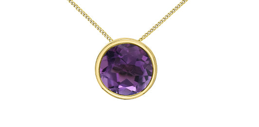 Round Birthstone Pendant 10K Gold Minimalist | Lola Jewellers