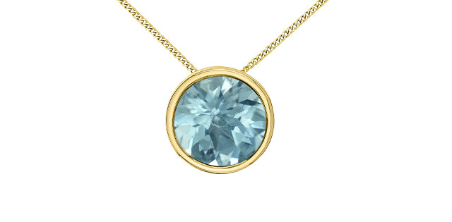 Round Birthstone Pendant 10K Gold Minimalist | Lola Jewellers