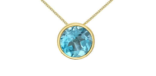 Round Birthstone Pendant 10K Gold Minimalist | Lola Jewellers