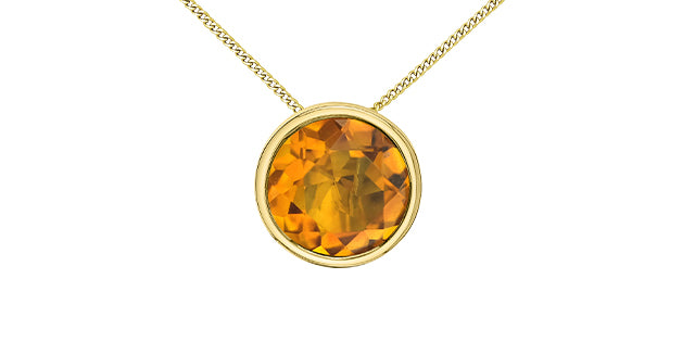 Round Birthstone Pendant 10K Gold Minimalist | Lola Jewellers