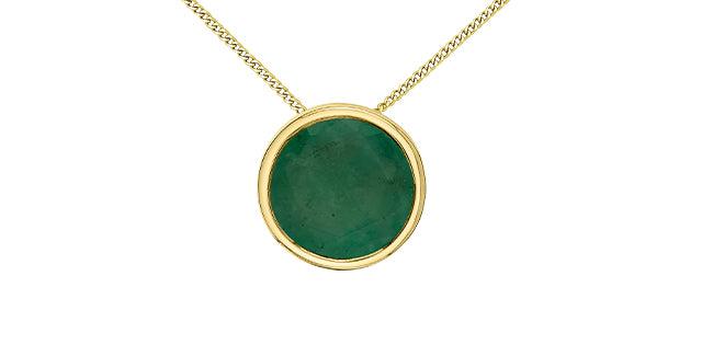 Round Birthstone Pendant 10K Gold Minimalist | Lola Jewellers