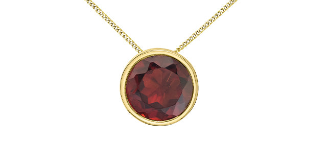 Round Birthstone Pendant 10K Gold Minimalist | Lola Jewellers