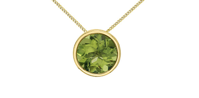 Round Birthstone Pendant 10K Gold Minimalist | Lola Jewellers