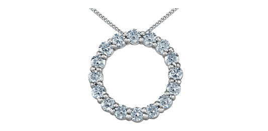 Stylish Circle 1.00ct Lab Diamond Pendant in 10K White Gold
