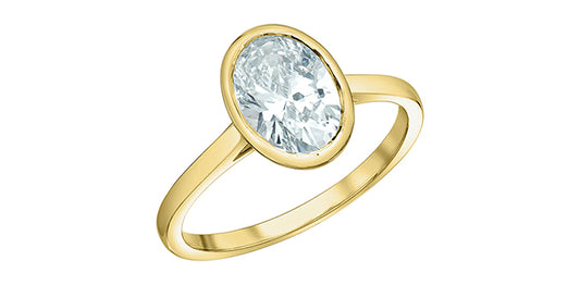 Oval Bezel Set Engagement Ring 14K 1.5ct