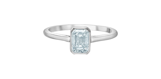 1.00ct Emerald Cut Lab Diamond Bezel Set Engagement Ring in 14K Gold