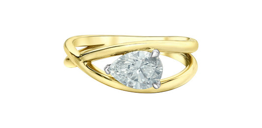 Trendy Criss Cross Pear 1ct Lab Diamond Engagement Ring
