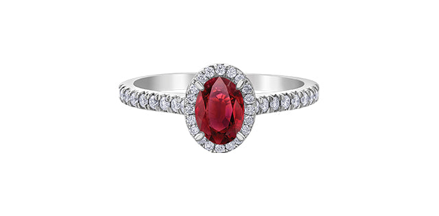 10K Classic Gemstone & Diamond Ring - 870