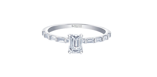 0.5ct Emerald Engagement Ring 14K White Gold