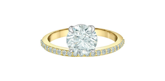 1ct Floating Diamond Engagement Ring in 14K Gold – Trendy Solitaire