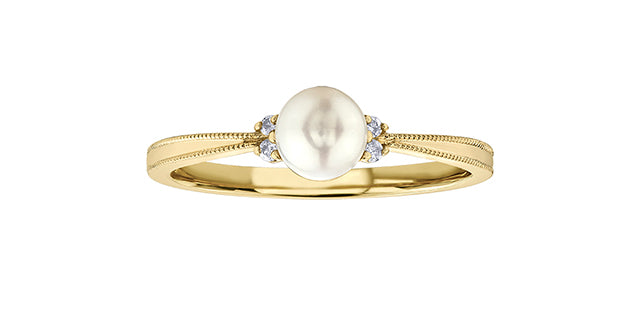 Oval Everyday Birthstone Ring with Diamond Accents in 10K Yellow Gold