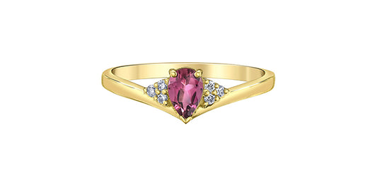 Pink tourmaline Ring with Diamonds