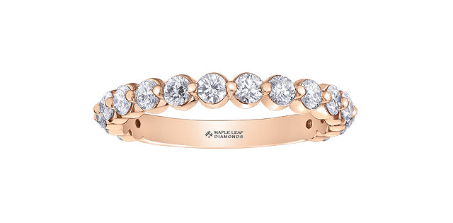 18K Shared Prong Diamond Wedding Band – 1.0 CT Round Diamonds