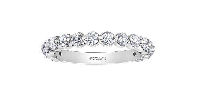 18K Shared Prong Diamond Wedding Band – 1.0 CT Round Diamonds