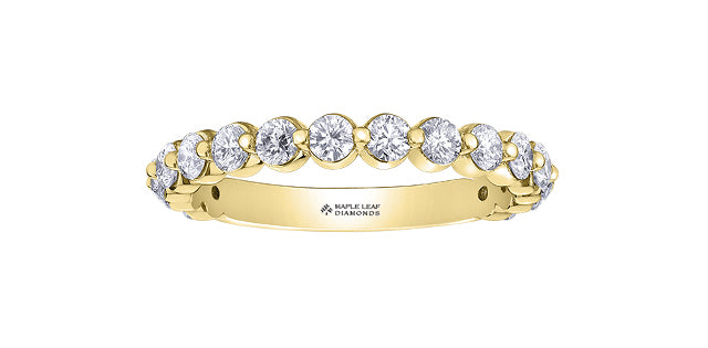 18K Shared Prong Diamond Wedding Band – 1.0 CT Round Diamonds