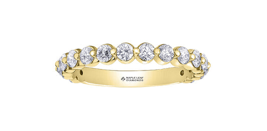 18K Shared Prong Diamond Wedding Band – 1.0 CT Round Diamonds