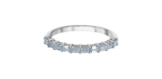 0.50CT Emerald Diamond Band 14K White Gold