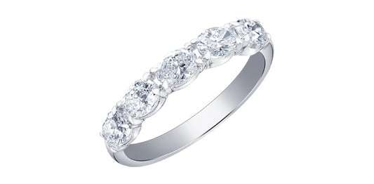 1.15CT Oval Diamond Eternity Band 14K White | Lola Jewellers