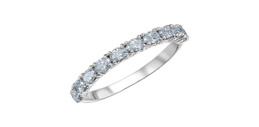 0.50ct Lab Diamond Oval Half Eternity Wedding Band 14K White Gold