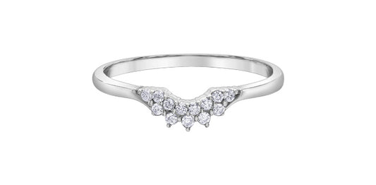 Double Line Curved Diamond Band 10K White Gold | Lola Jewellers