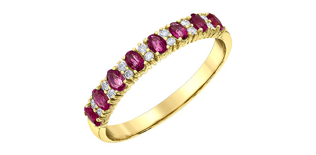 Ruby and Diamond Wedding Band 10K Yellow Gold