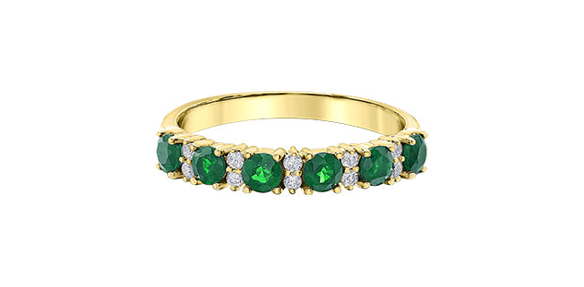 Emerald Diamond Wedding Band 10K Gold | Lola Jewellers