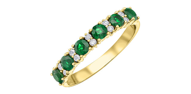 Emerald Diamond Wedding Band 10K Gold | Lola Jewellers