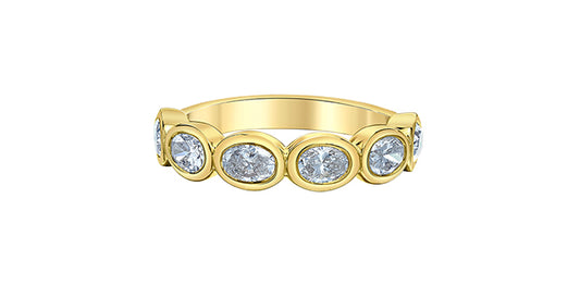 Oval Bezel Diamond Band 1.5CT 14K Gold
