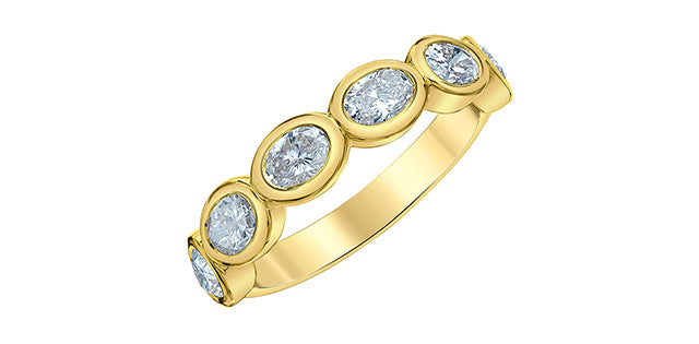 Oval Bezel Diamond Band 1.5CT 14K Gold
