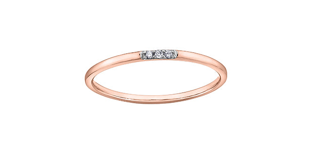 Delicate 3 Stone Diamond Band 10K Gold