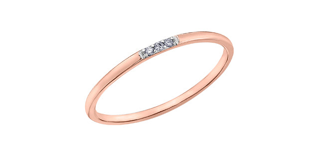 Delicate 3 Stone Diamond Band 10K Gold