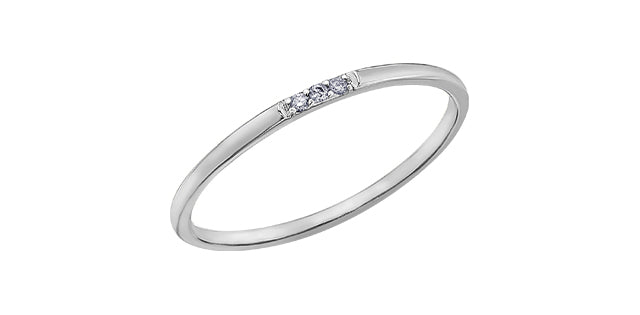 Delicate 3 Stone Diamond Band 10K Gold