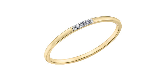 Delicate 3 Stone Diamond Band 10K Gold