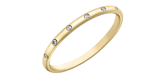 Sleek Flush Set Diamond Wedding Band in 10K Gold
