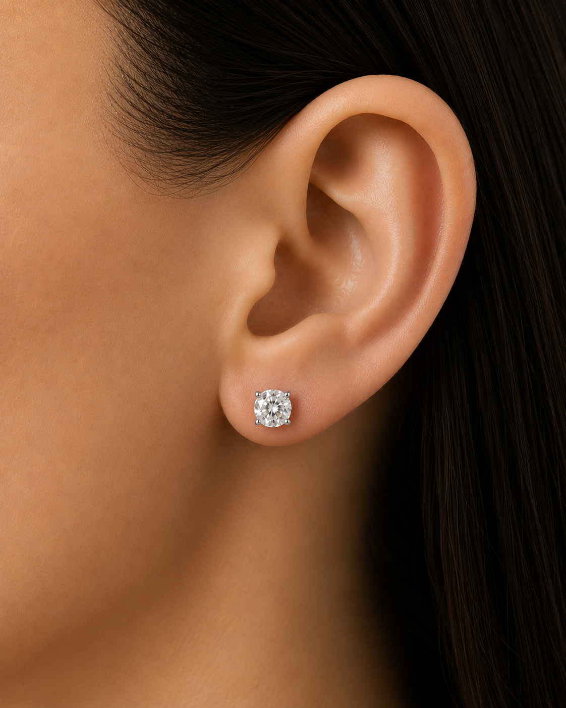 14K Round LG Diamond Solitaire Earrings - 1.0CT