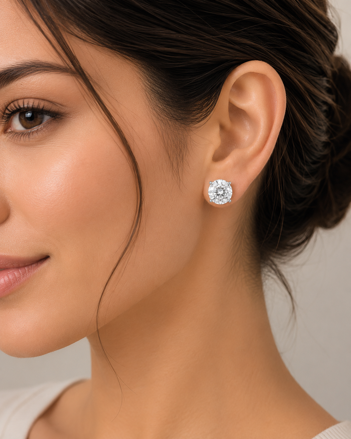 14K Round LG Diamond Solitaire Earrings - 4.0CT
