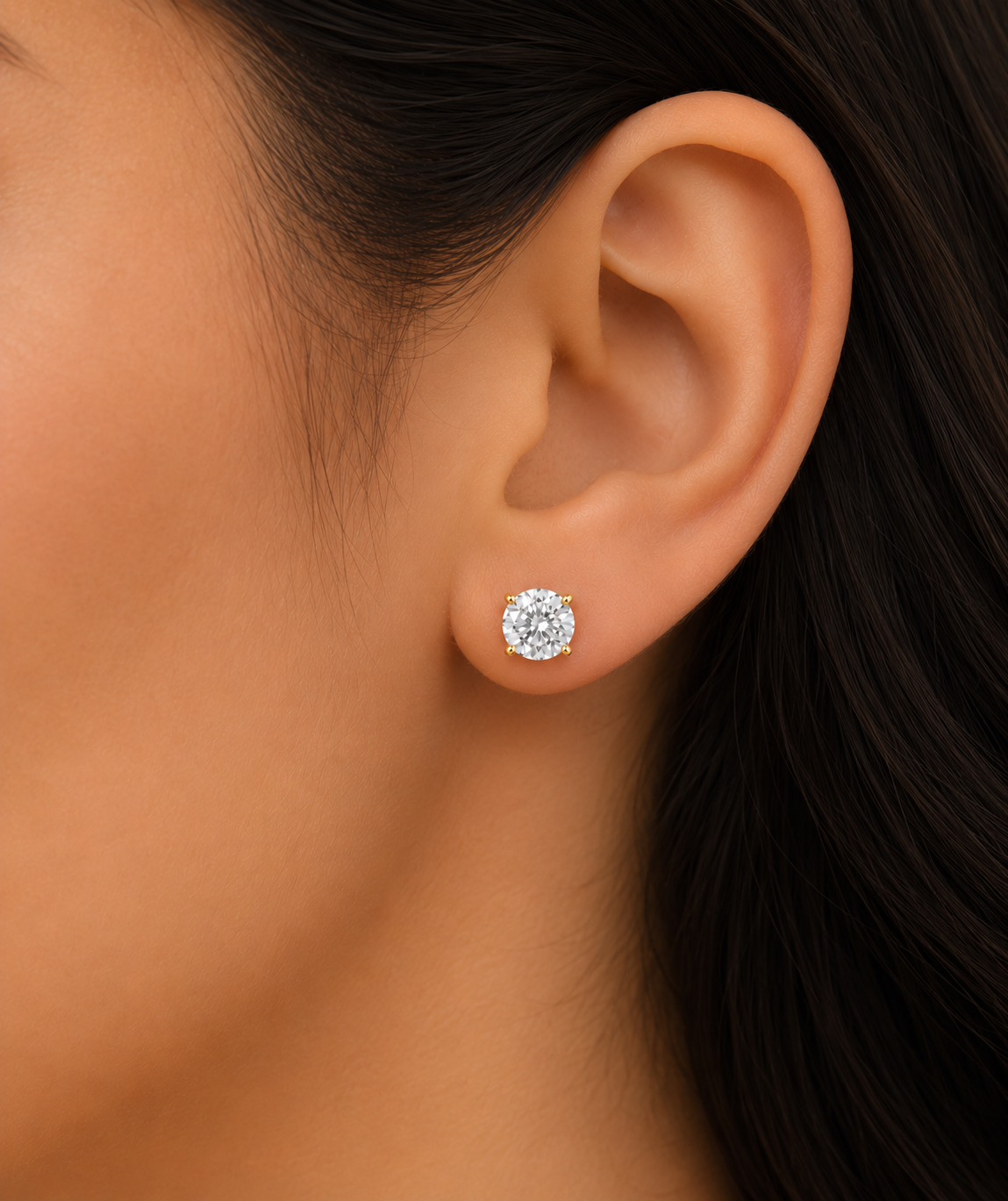 14K Round LG Diamond Solitaire Earrings - 2.0CT