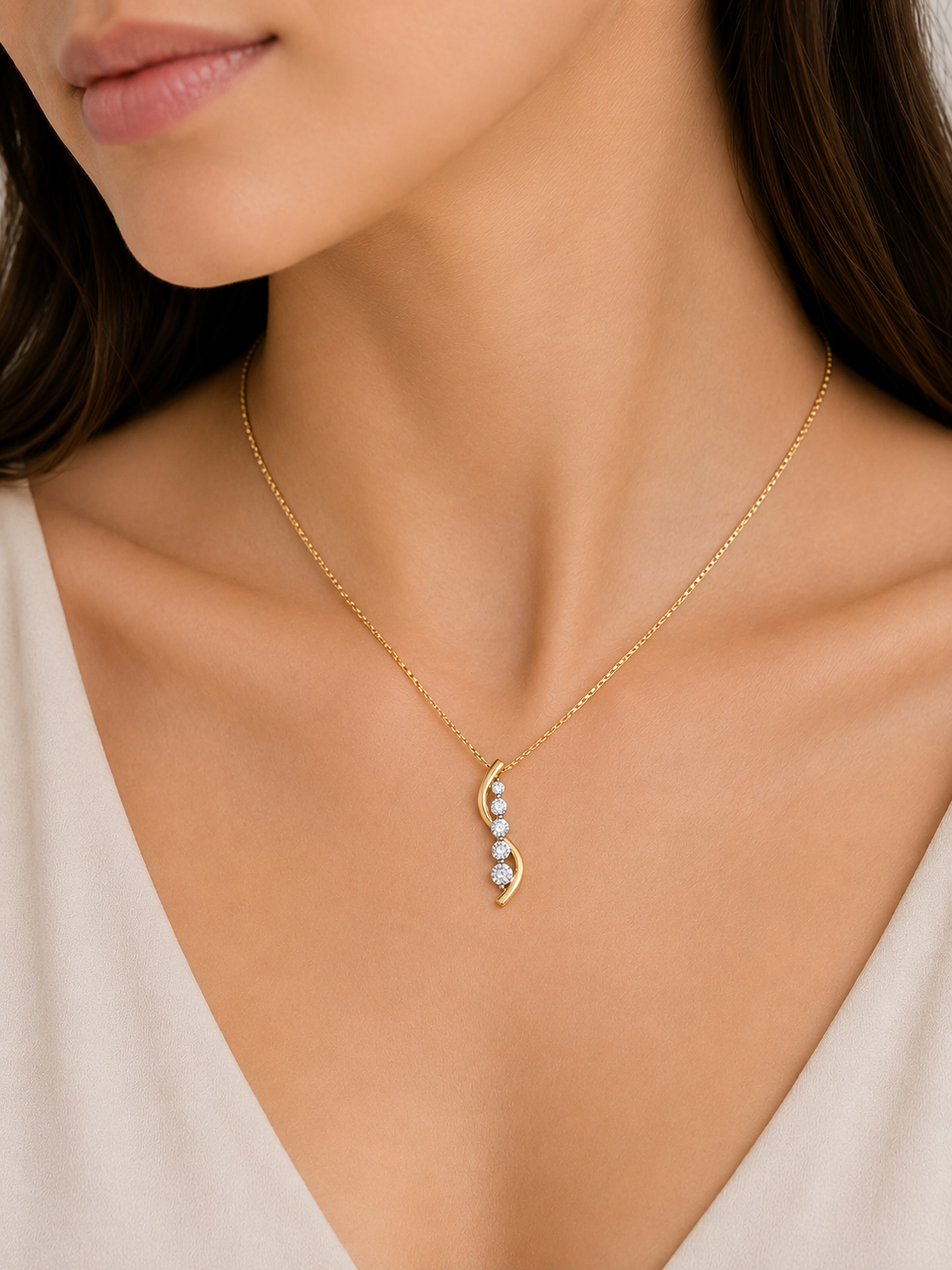Stylish 1.00ct Lab Diamond Pendant in 10K Yellow Gold
