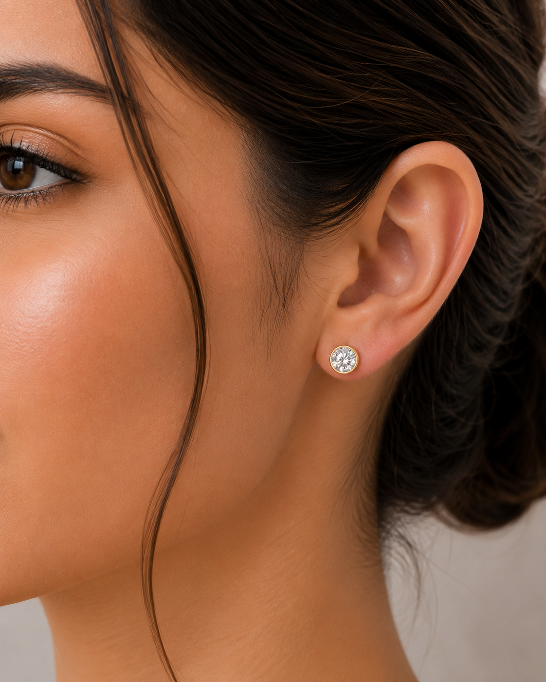 1.00ct Lab Diamond Bezel Set Solitaire Everyday Earrings in 14K Gold (White & Yellow Gold)