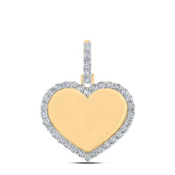 10k Yellow Gold Round Diamond Heart Pendant - 1/10 TW