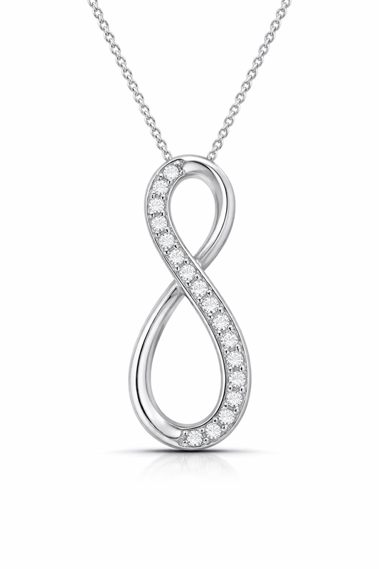 10k Diamond Infinity Pendant Necklace 1/5TW