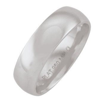 6MM Comfort Fit Domed Top Platinum Wedding Band