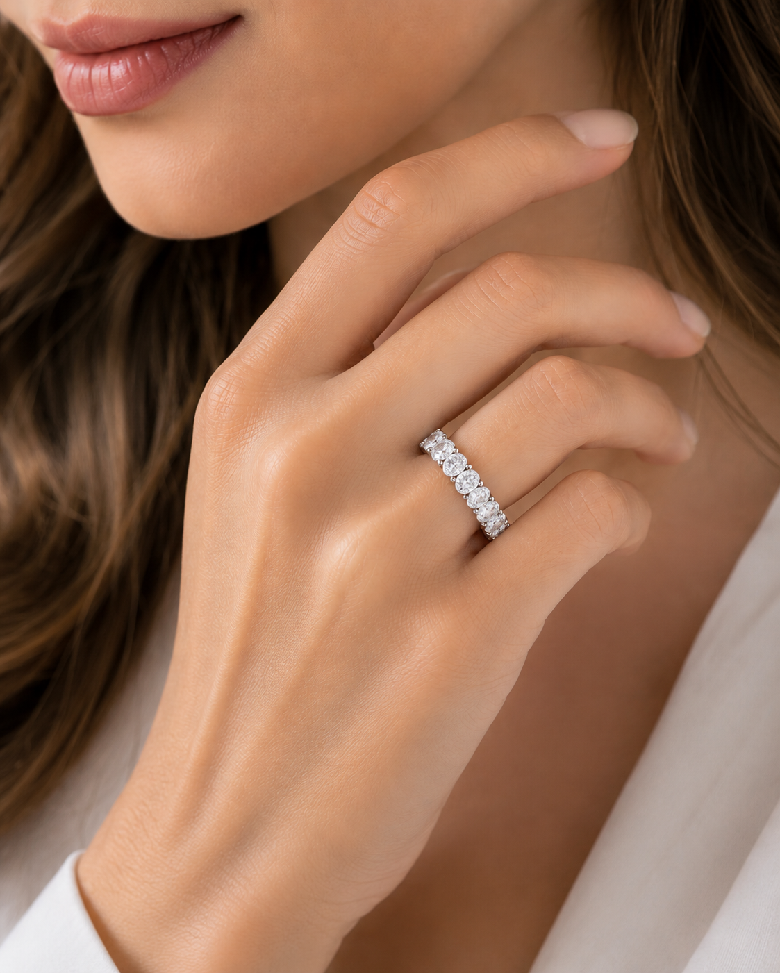 14K Oval-Cut Diamond Eternity Band – 5.00 CTW