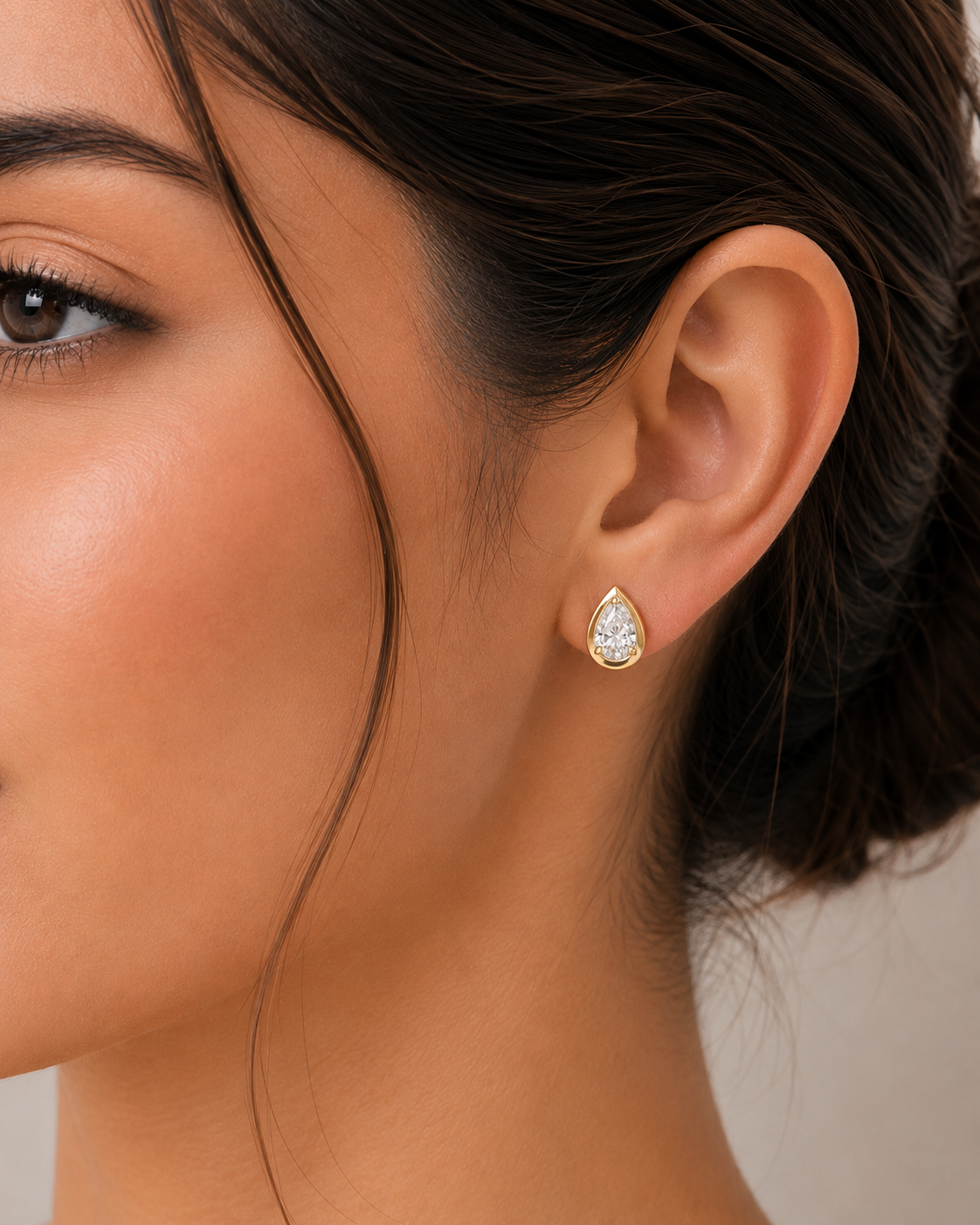0.45ct Pear Shape Lab Diamond Trending Earrings in 10K Yellow Gold