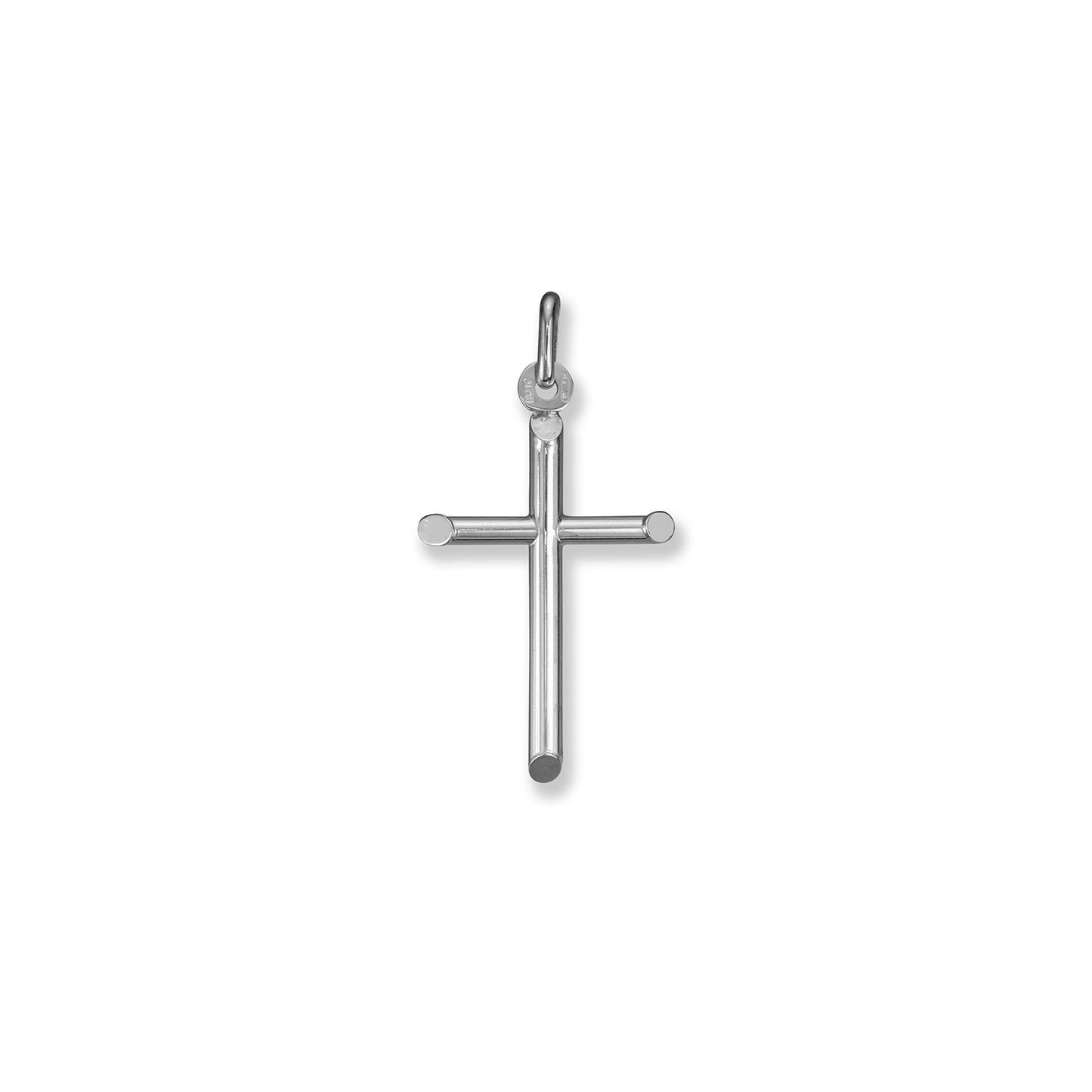 Rounded Edge White Gold Cross