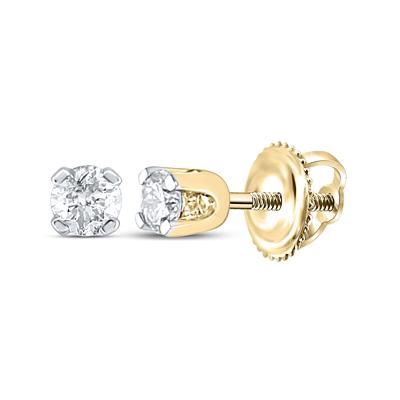 14k Screw Back Diamond Stud Earrings - 0.10CT TW