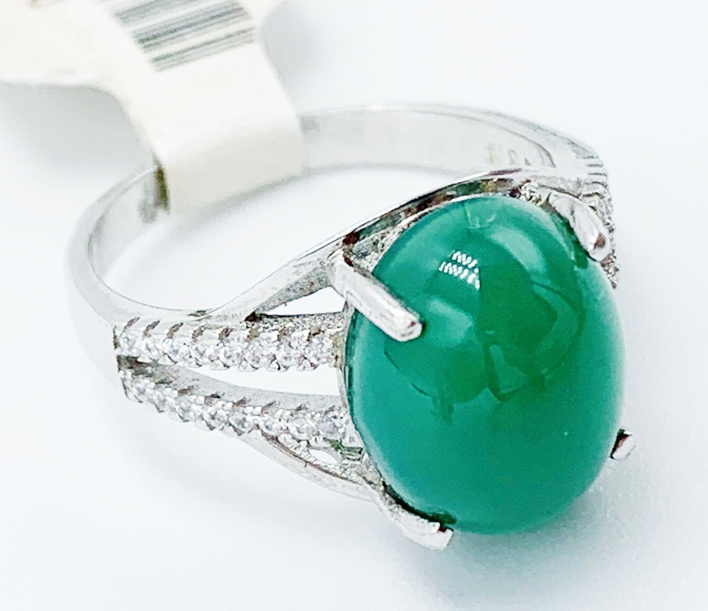 Oval Natural Jade Ring 925 Sterling Silver R - GR - 3778W