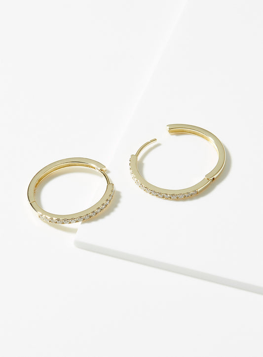 925 Sterling Silver Yellow Hoop Earring with CZ SI-JO-18254