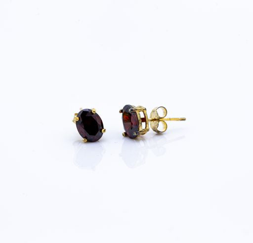 925 Sterling Silver Oval Garnet Stone Earring