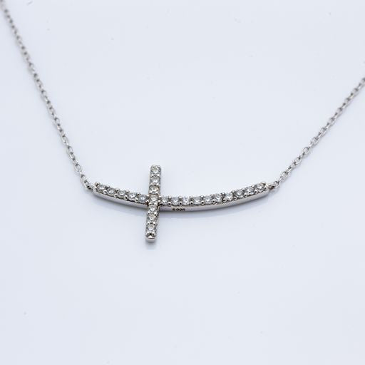 Cross Necklace in Sterling Silver with CZ